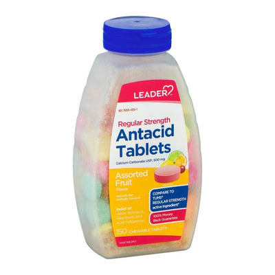 Leader Antacid Force Régulière Assortiment de Fruits - 150 Comprimés à Mâcher