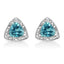 Boucles d'oreilles en argent sterling .925 avec topaze bleue taille trillion et accents en diamant