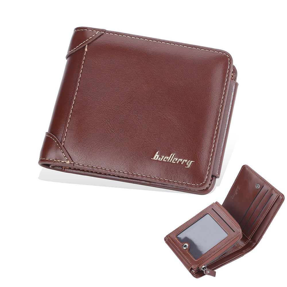 Cartera con cremallera corta para hombres - Elegante y funcional