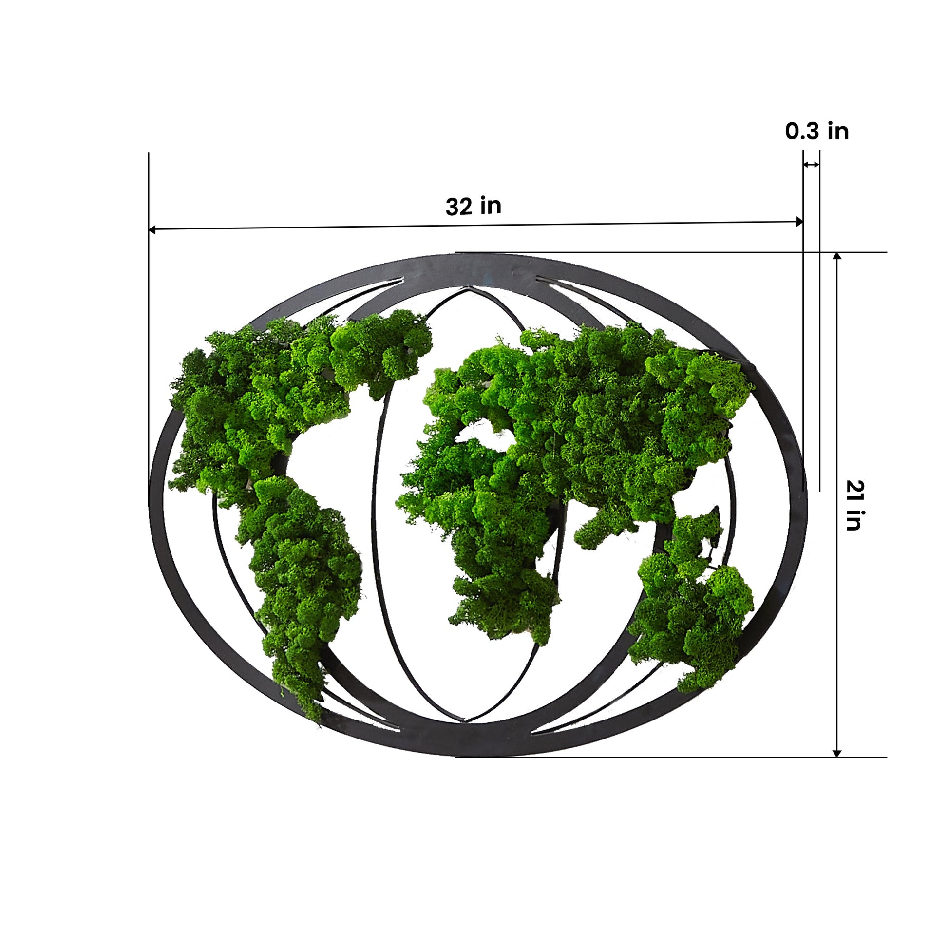 Moss World Map Metal Wall Decor - Korvel