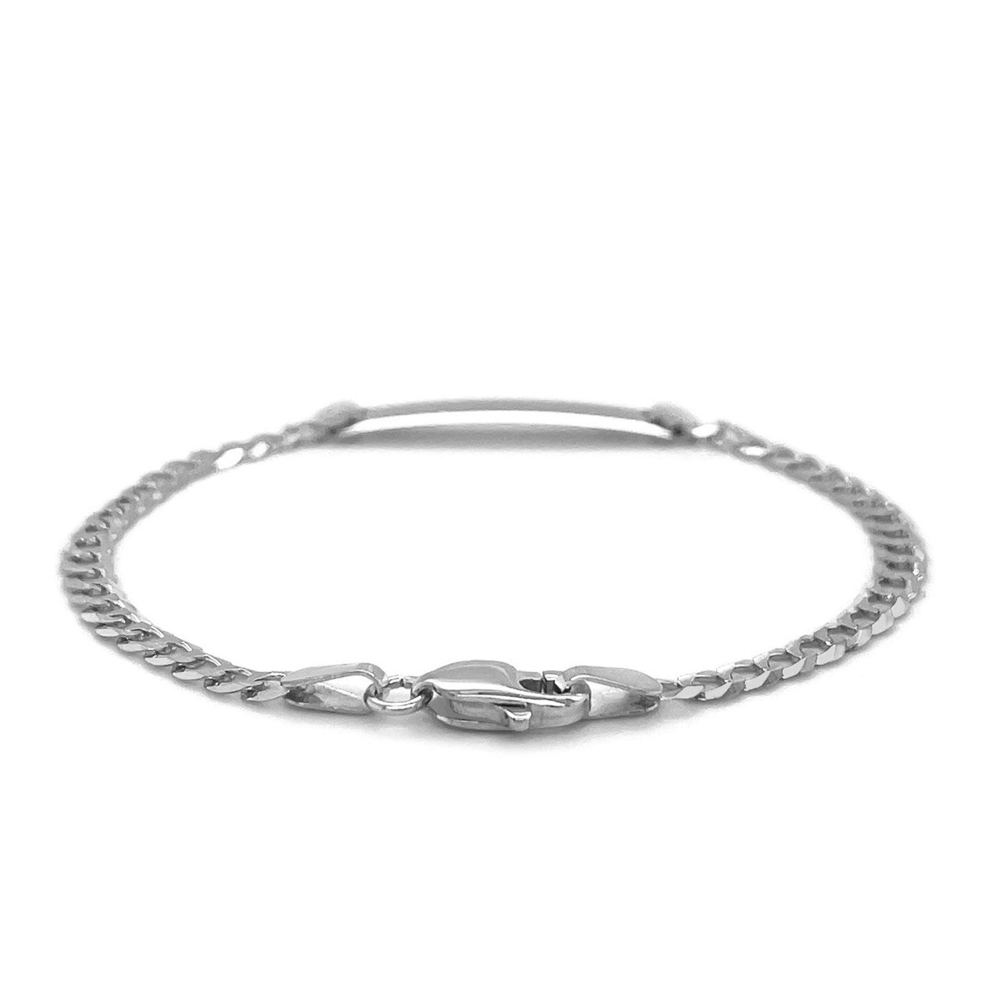 Bracelet d'identité pour enfants en chaîne à maillons curb en or blanc 14k