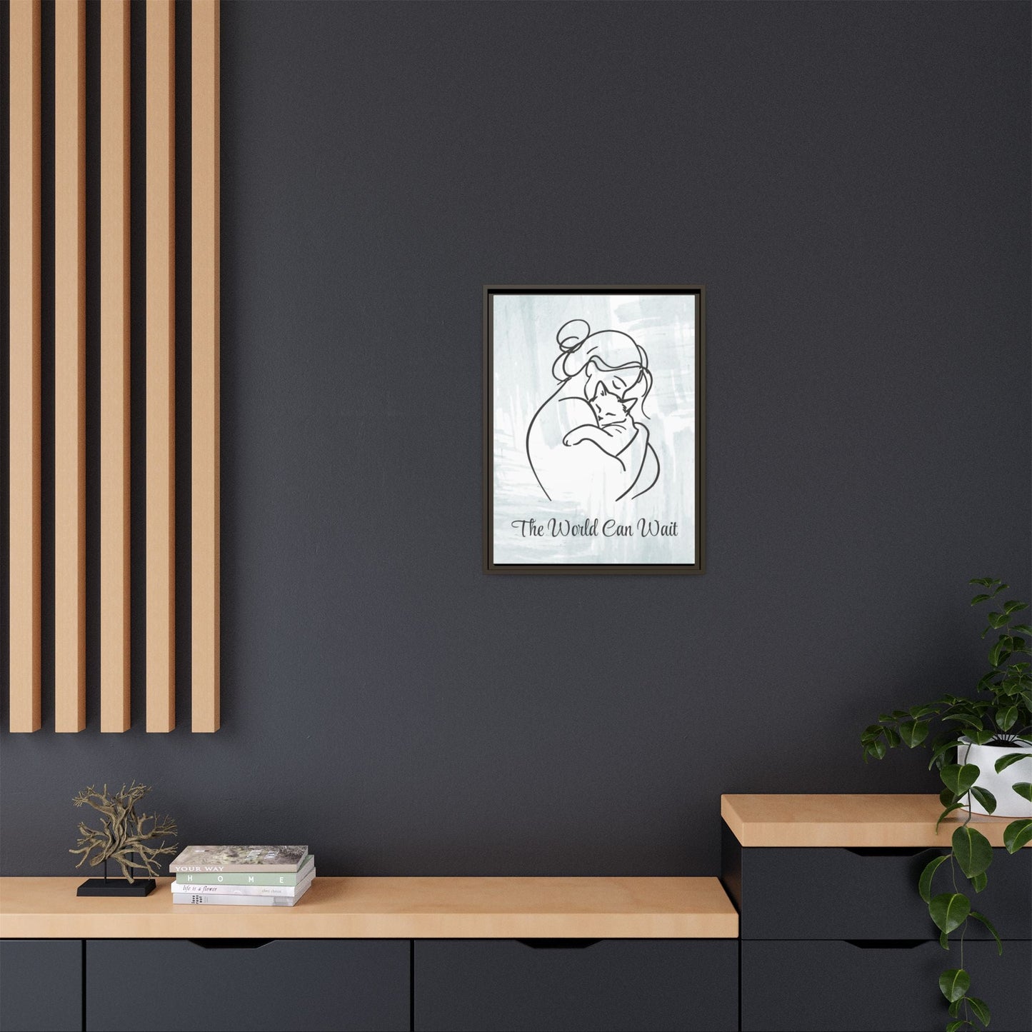 L'impression sur toile Chat Le Monde Peut Attendre