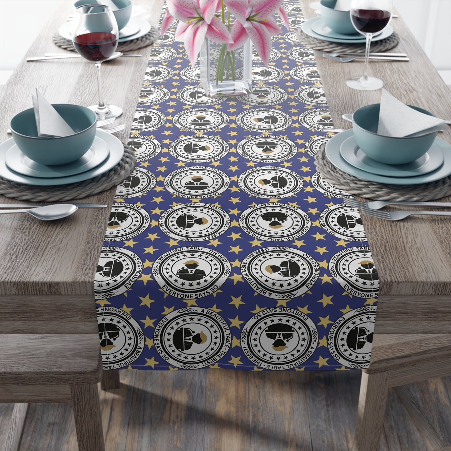 Elegant Faux Seal Pattern Table Runner