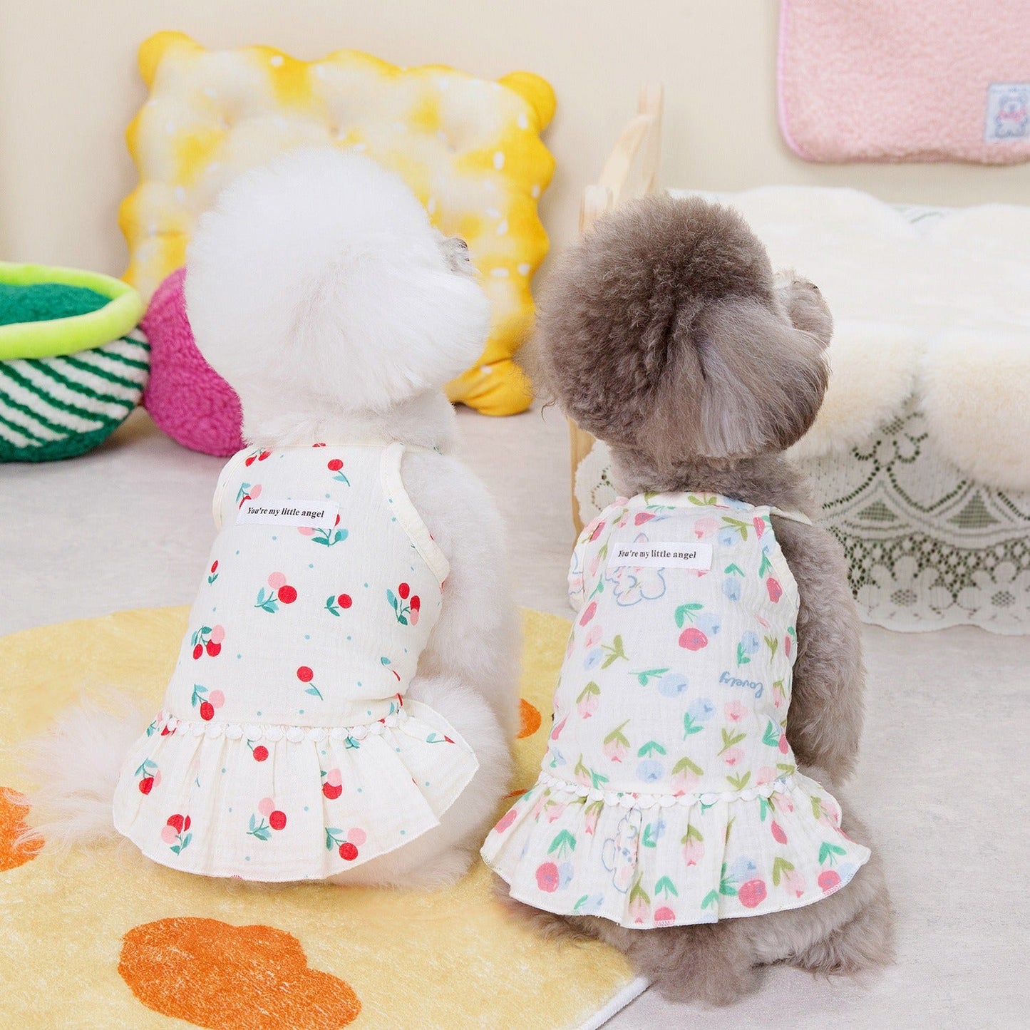 Puppy costume Teddy Schnauzer peach heart gauze skirt - Korvel