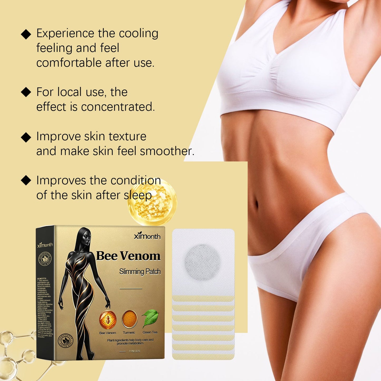 Beesvenom Body Shaping Patch, Shaping And Firming Body, Skin, Belly, Meat, Slim Body, Light, Beautiful And Considerate - Korvel