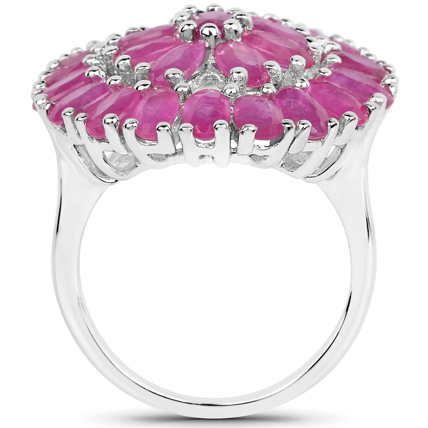 Anillo de Compromiso de Rubí Genuino de 8.10 Quilates en Plata de Ley