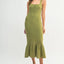 Elegant Ruffled Hem Sleeveless Crochet Knit Midi Dress