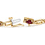 10K Yellow Gold Ruby and Diamond Bar Bracelet - Size 7"