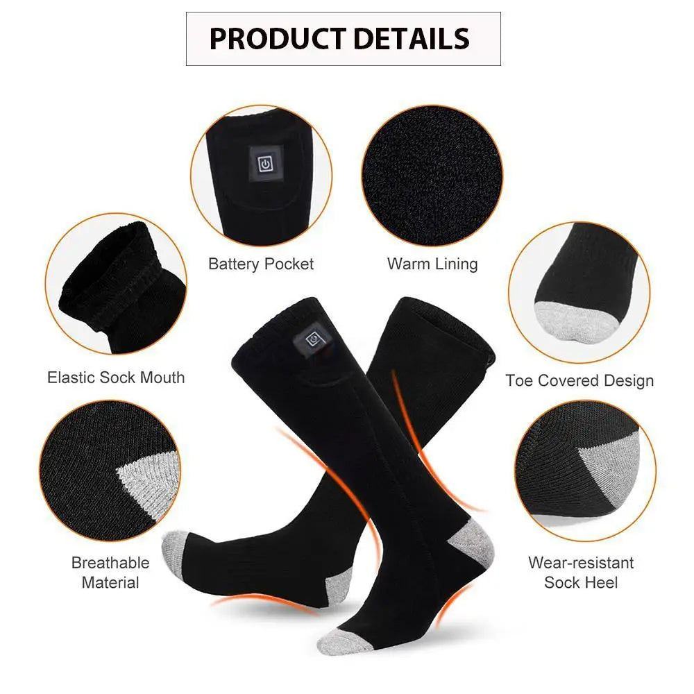 Calcetines eléctricos calefaccionables recargables para comodidad al aire libre