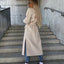 Double-Breasted Lapel Split Jacket with Belt for Women
