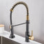 All copper spring faucet, kitchen sink with rotatable pull-out paint, black and gold dots - Korvel