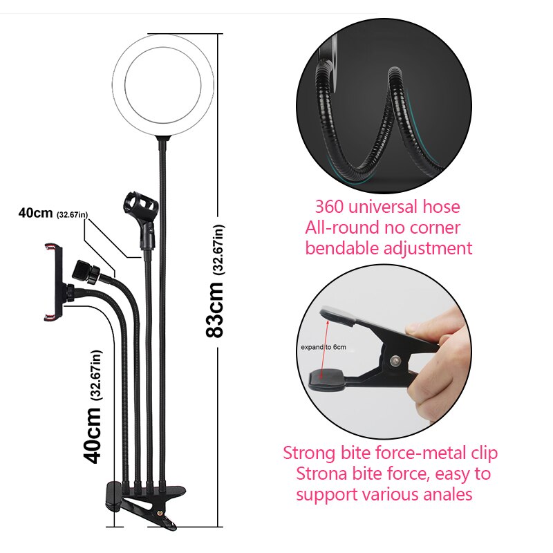 8-Inch Dimmable LED Ring Light Kit for Makeup and Streaming