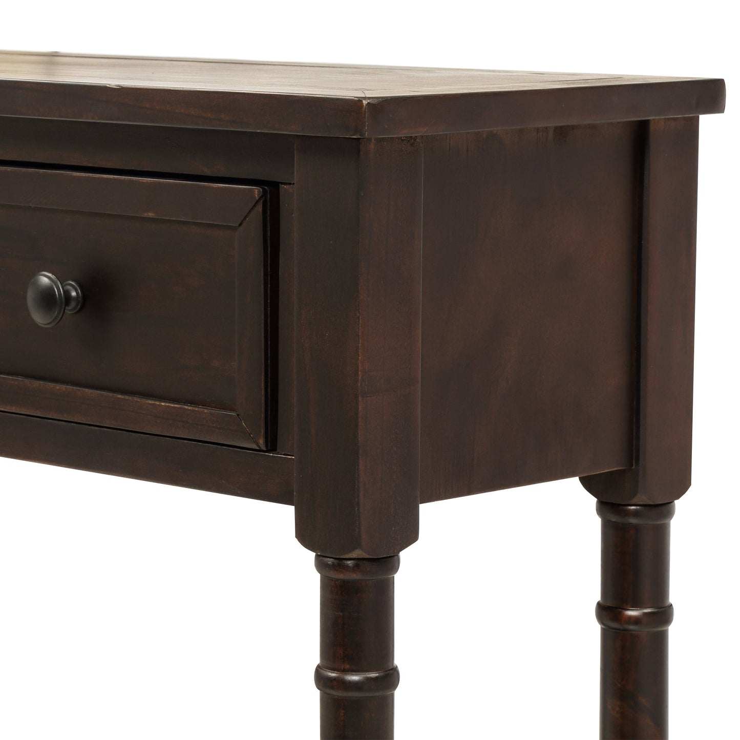 TREXM Espresso Console Table with Storage Drawers