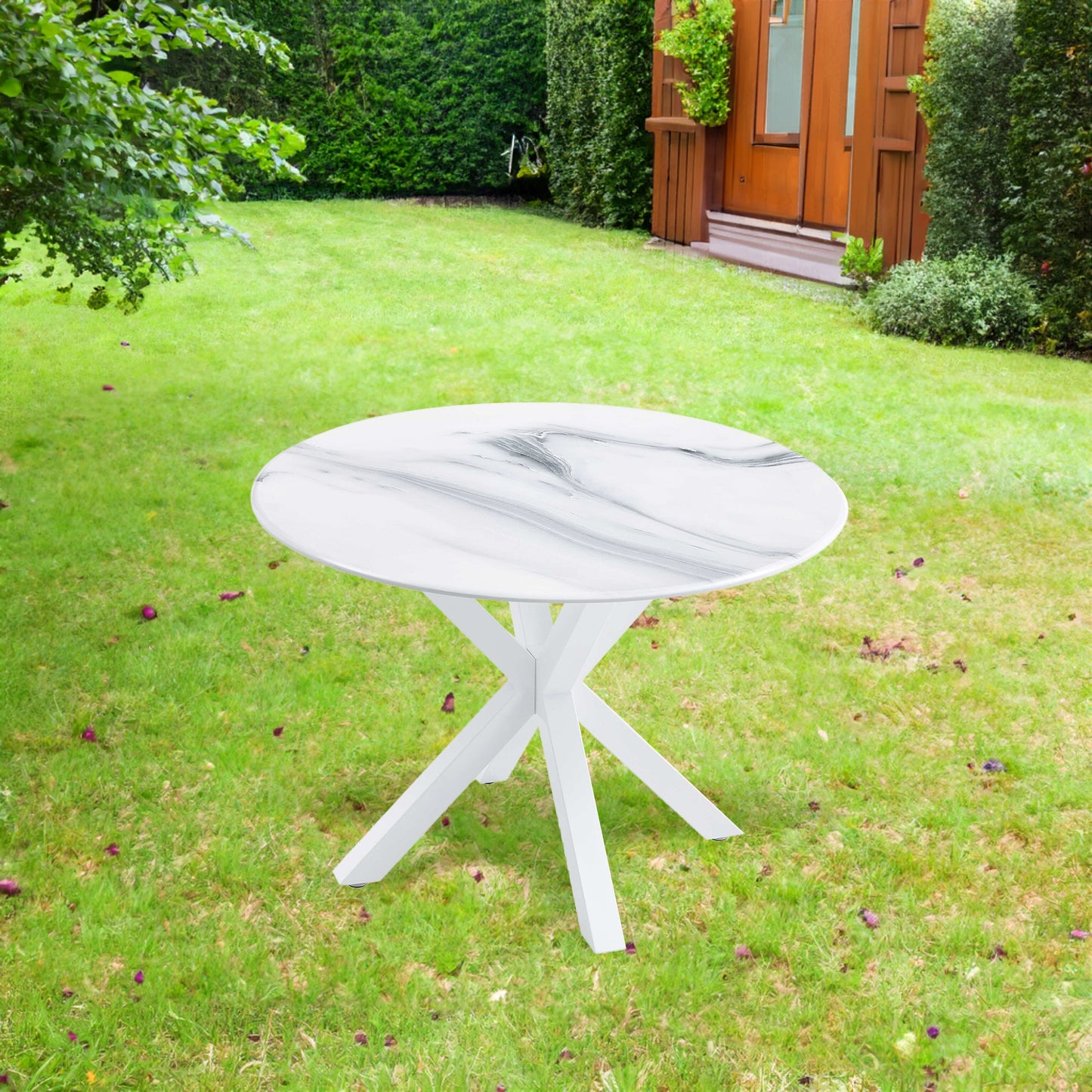 Table à manger médiévale blanche de 42,1" pour 4-6 personnes