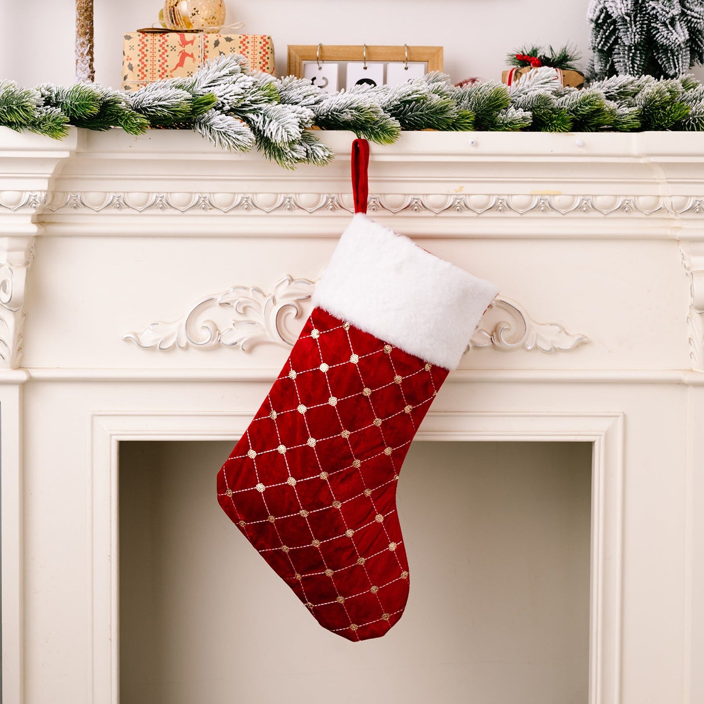 Calcetines de Navidad Rojos Premium para Decoración Festiva