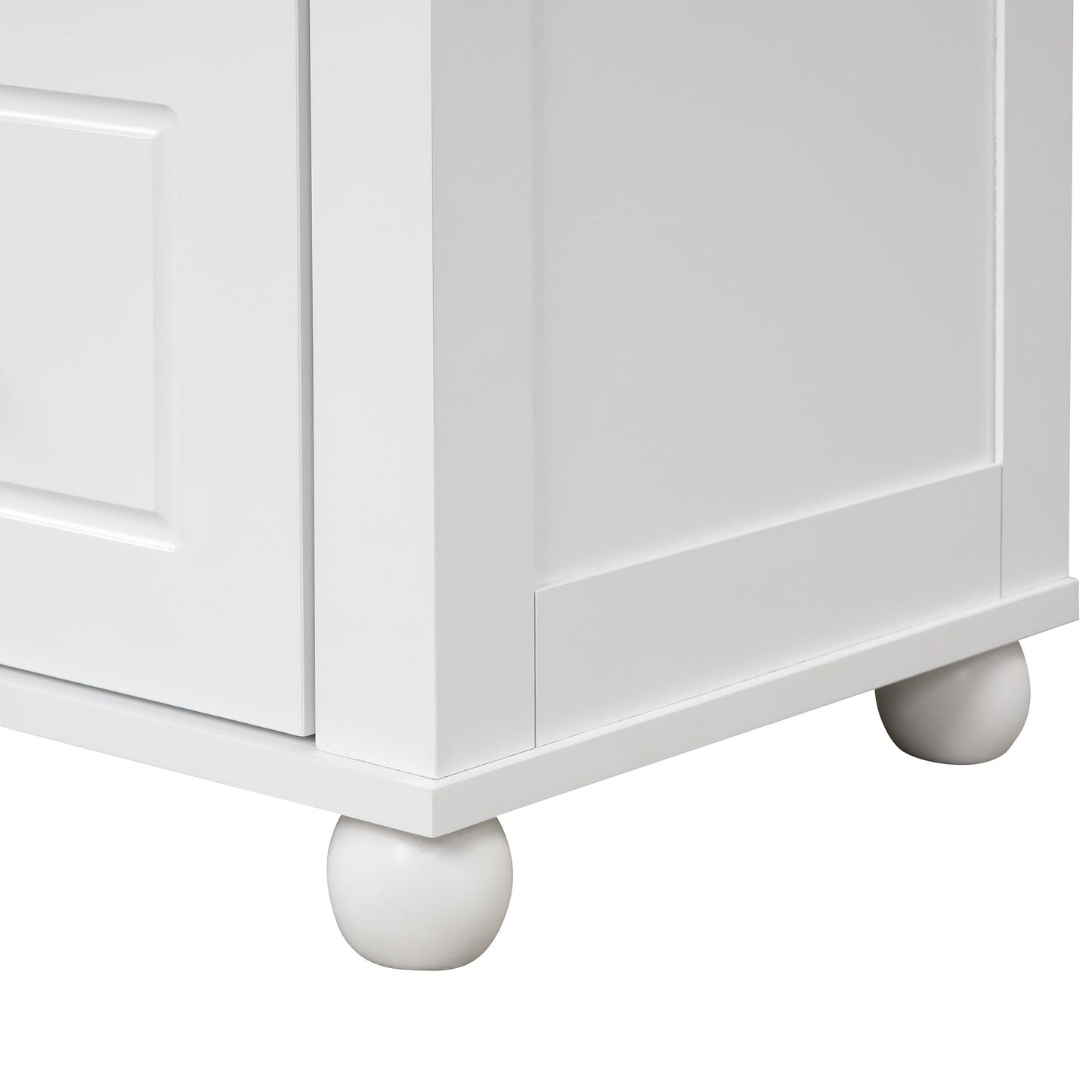 Tall bathroom storage cabinet with two drawers and adjustable shelves for independent storage - Korvel