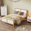 Modern Style Queen Size Solid Wood Platform Bed for Kids, Teens, Adults, No Need Box Spring, Walnut and White - Korvel
