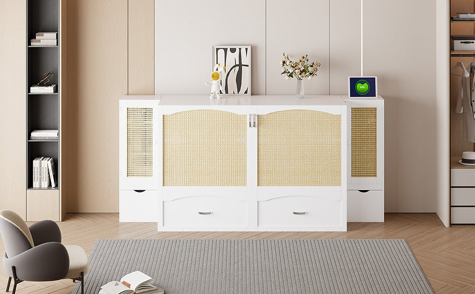 Cama Murphy Grande Blanca con Cajones y Armarios de Almacenamiento