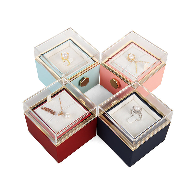 360° Flip Rose Gift Box Necklace Ring Gift Box for Women