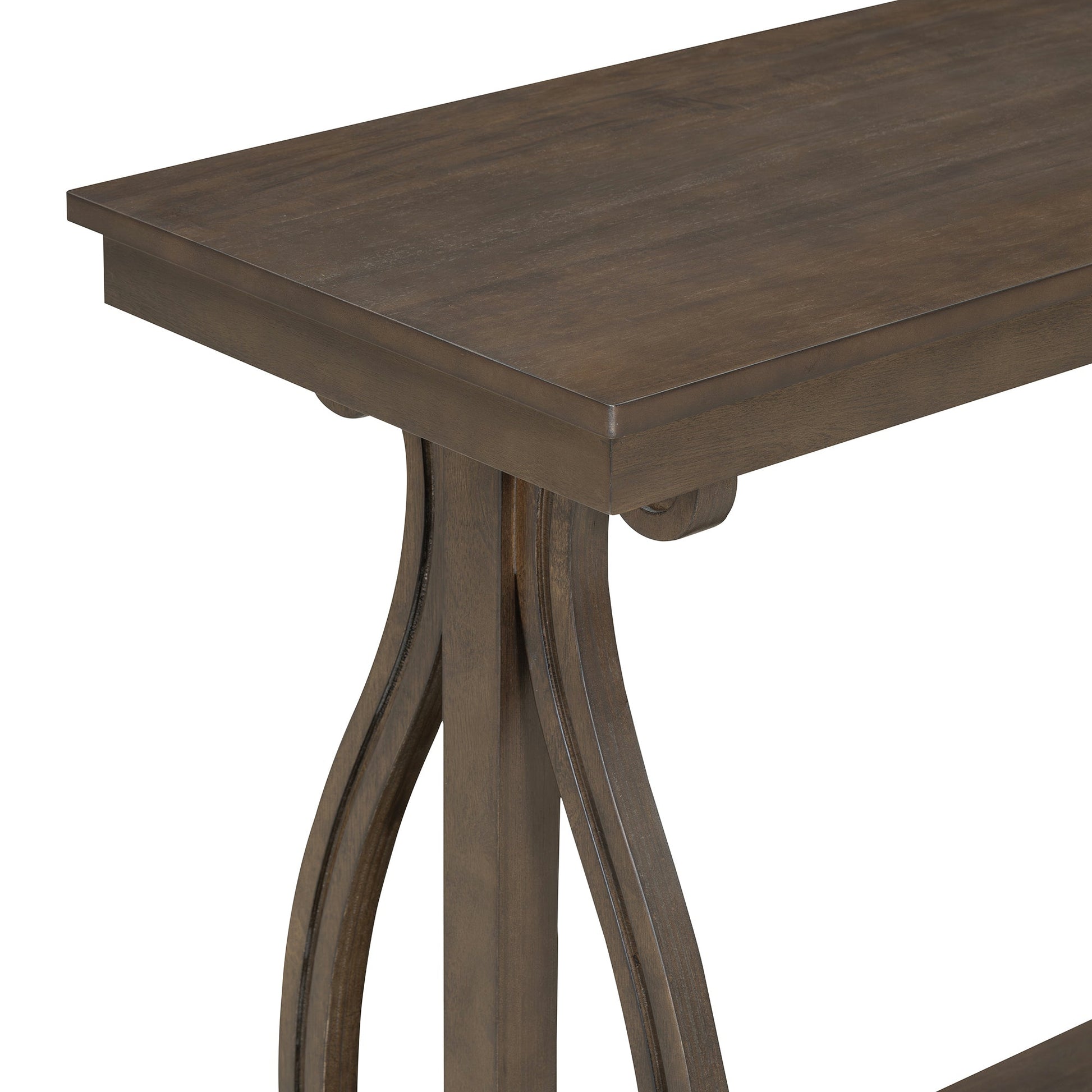 48-Inch Rustic Vintage Console Table --- Farmhouse Style Entryway Table with Open Shelf and Sturdy Construction (Walnut) - Korvel