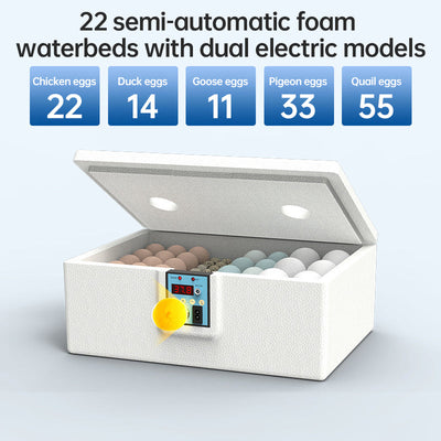 24 - hr Thermostatic Small Poultry Incubator. Biomimetic Waterbed. Auto & Smart. For Chick, Duck & Goose Eggs - Korvel