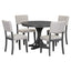 TREXM Five Piece Retro Round Dining Table Set with Curved Brackets and 4 Restaurant Cushioned Chairs (Dark Gray) - Korvel