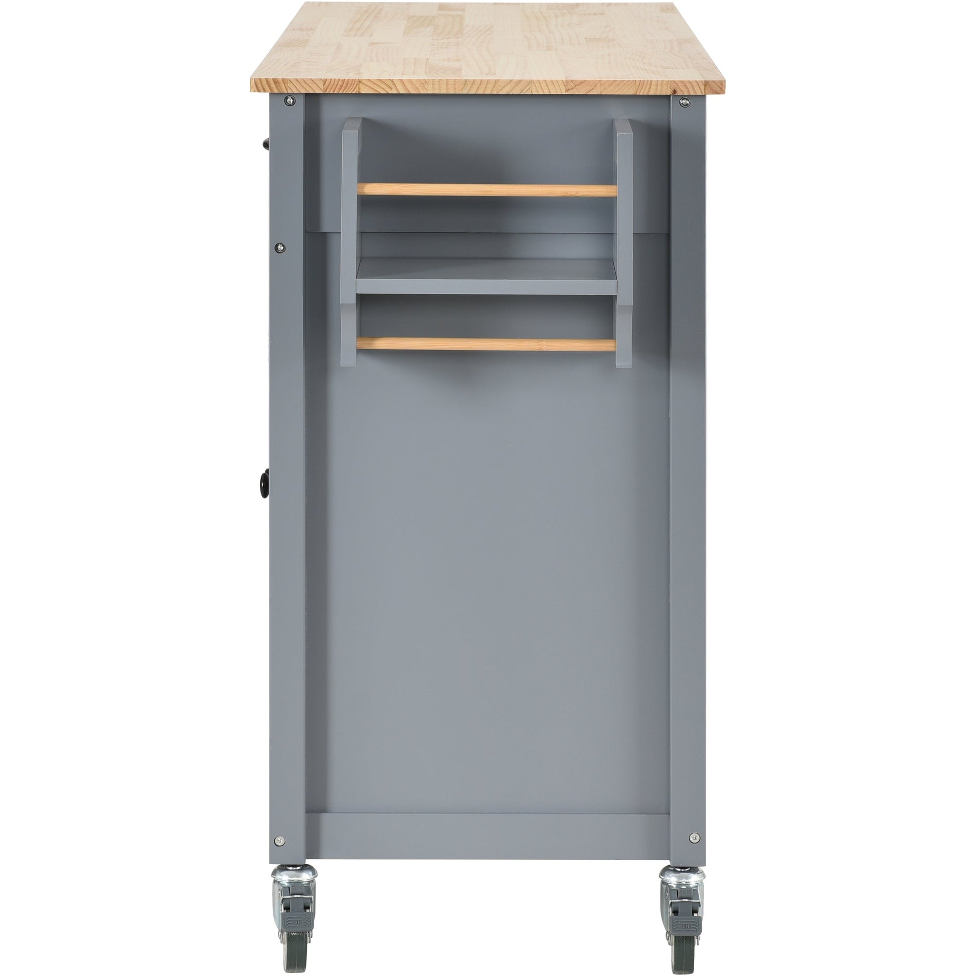 Kitchen Island Cart with Solid Wood Top and Locking Wheels 54.3 Inch Width (Grey Blue) - Korvel