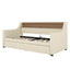 Twin Size Daybed with Trundle, Upholstered Daybed with Charging Station and LED Lights, Beige - Korvel