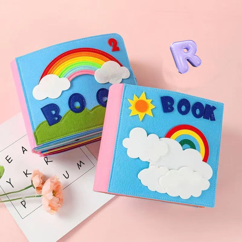Felt cloth book three-dimensional early education book kindergarten rainbow Montessori children's teaching aids cloth book - Korvel