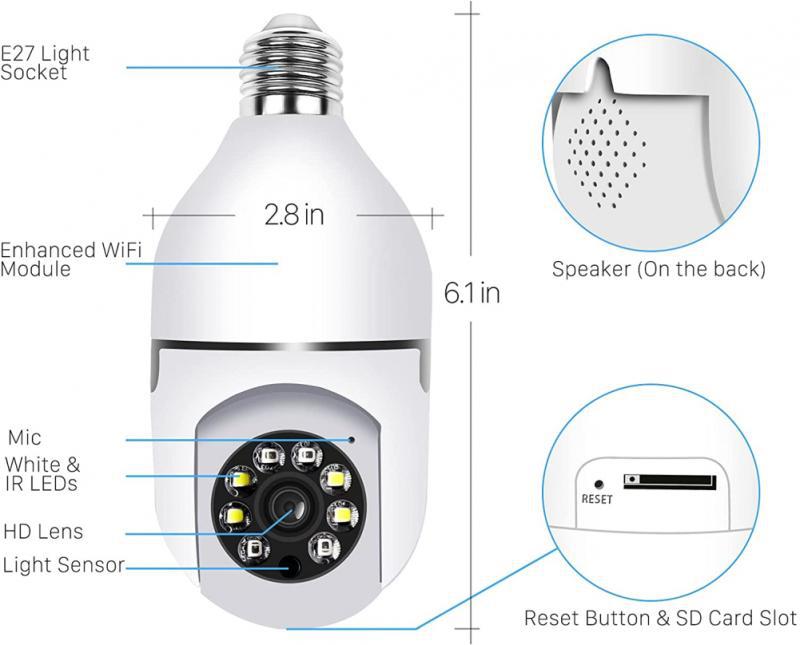2.4G/5G Single-Band Dual-Band Wireless WIFI Light Head Small Yellow Man Camera Cell Phone Remote WiFi Night Vision Light - Korvel
