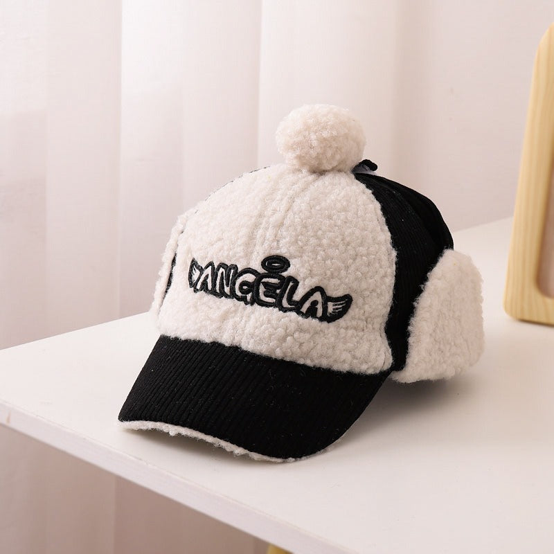 Gorra de béisbol de corduroy cálido para niños con protección para las orejas
