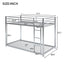 Twin over Twin Metal Bunk Bed, Low Bunk Bed with Ladder Silver - Korvel