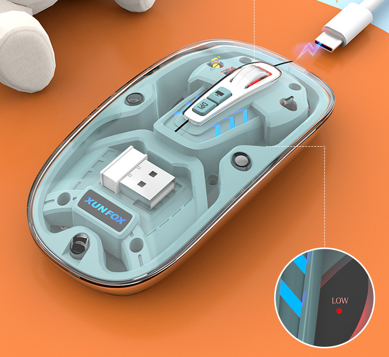 Ratón Transparente Inalámbrico Bluetooth - Doble Modo para Escritorio y Portátil