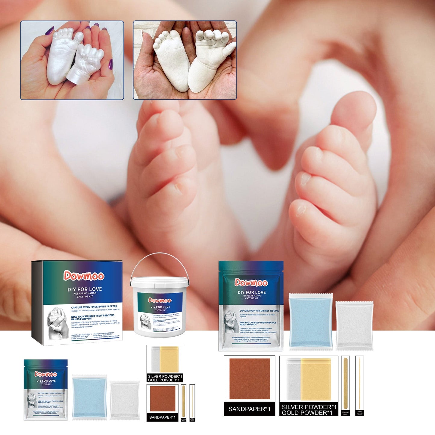 DOWMOO Keepsake Hands Casting Kit - Create Lasting Memories