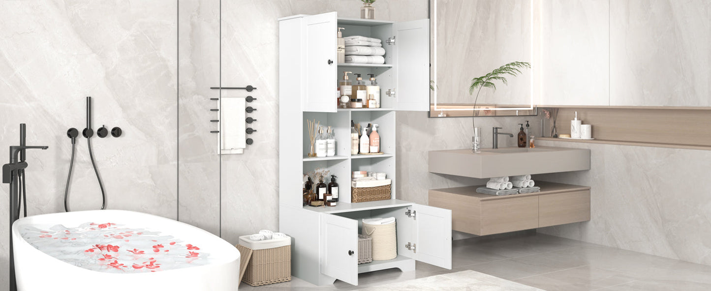 Elegant 4-Door Bathroom Storage Cabinet with Adjustable Shelves