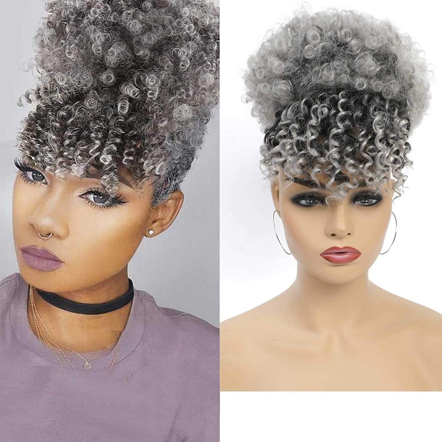 Perruque Africaine Floue Premium avec Frange