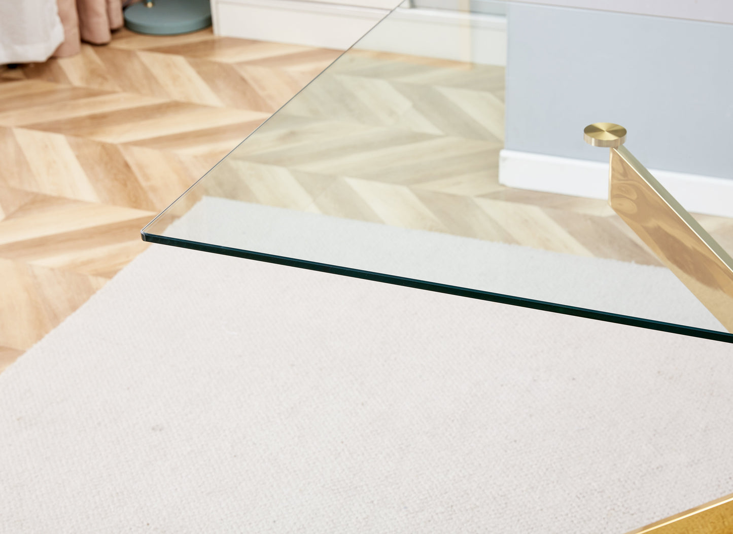 Plateau de Table en Verre Transparent Premium avec Accents Dorés