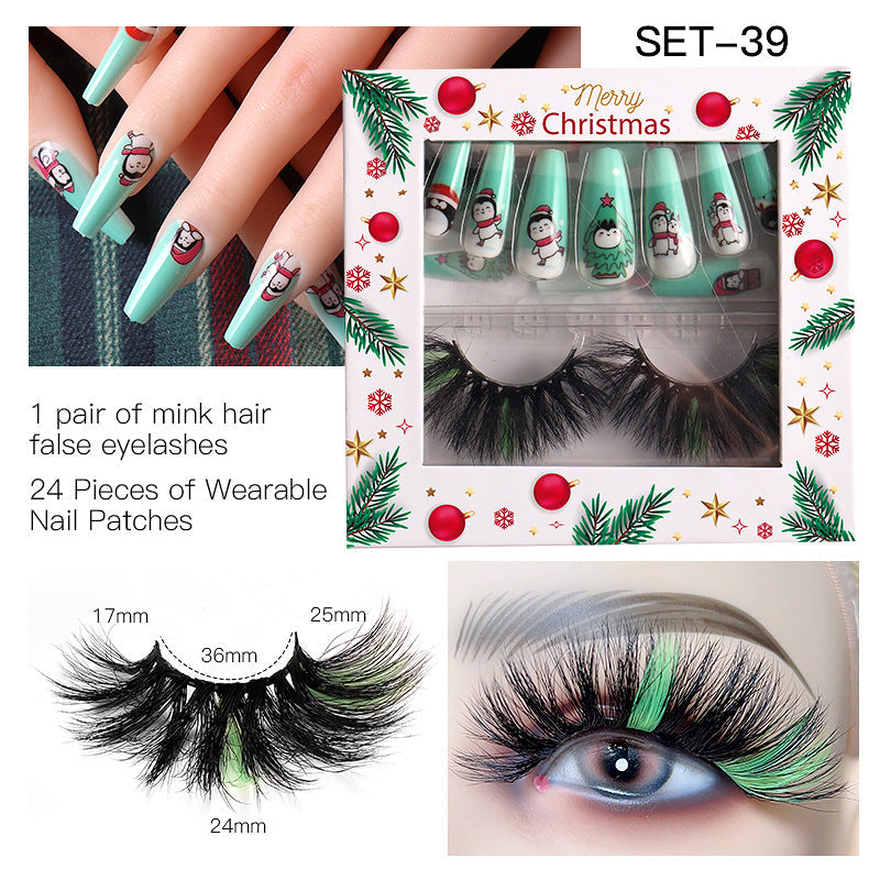 Christmas Nail Enhancement Eyelash Tool Set False Eyelash Decoration Color Mink Hair Beauty Tool - Korvel