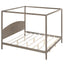 King Size Canopy Platform Bed with Headboard and Support Legs, Brown Wash - Korvel