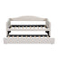 Upholstered Twin Size Daybed with Trundle, Beige - Korvel