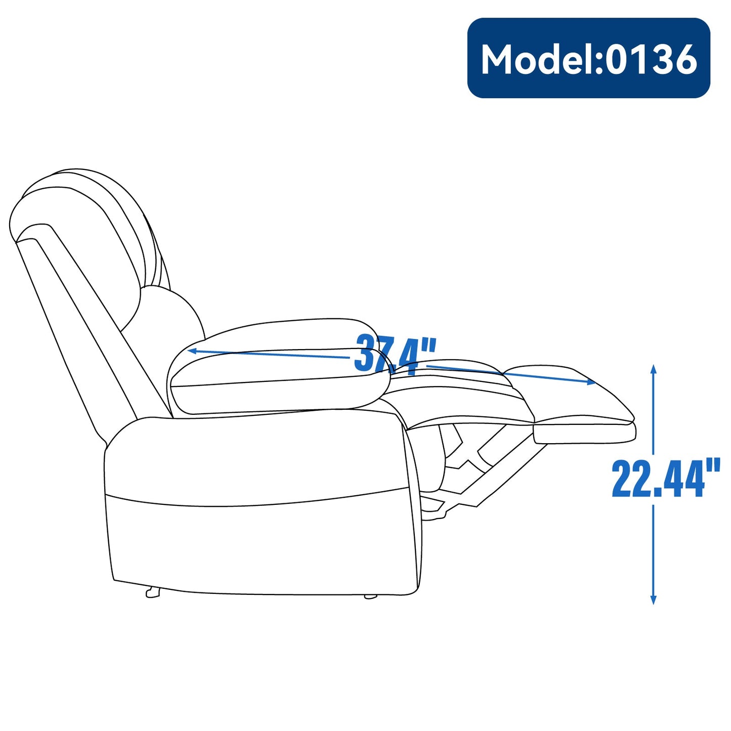 Large Manual Recliner Chair in Fabric for Living Room, Grey - Korvel