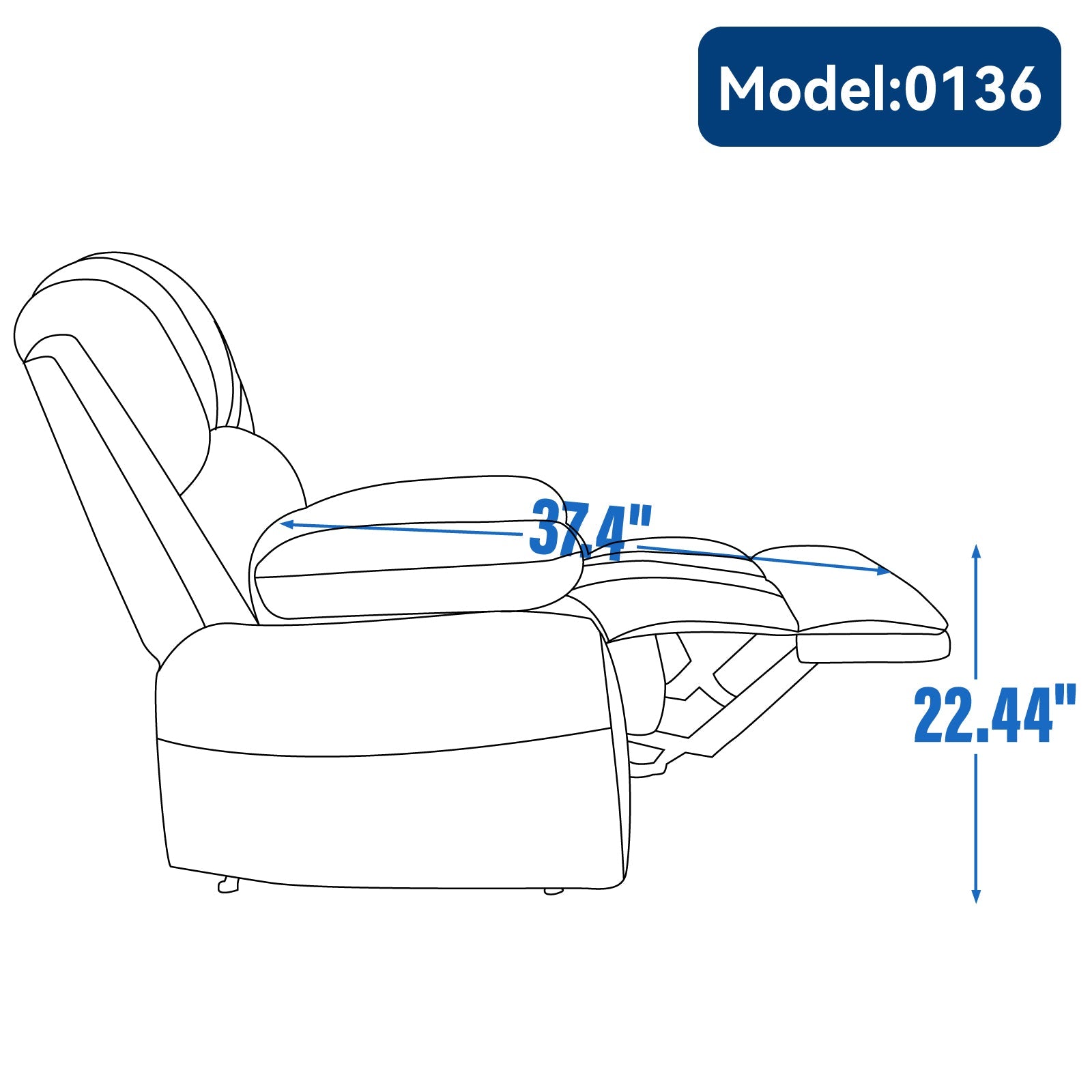 Large Manual Recliner Chair in Fabric for Living Room, Grey - Korvel