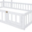 Wooden Full Size Children's Bed with Detachable Headboard and Integrated Clothes Drying Rack, White - Korvel