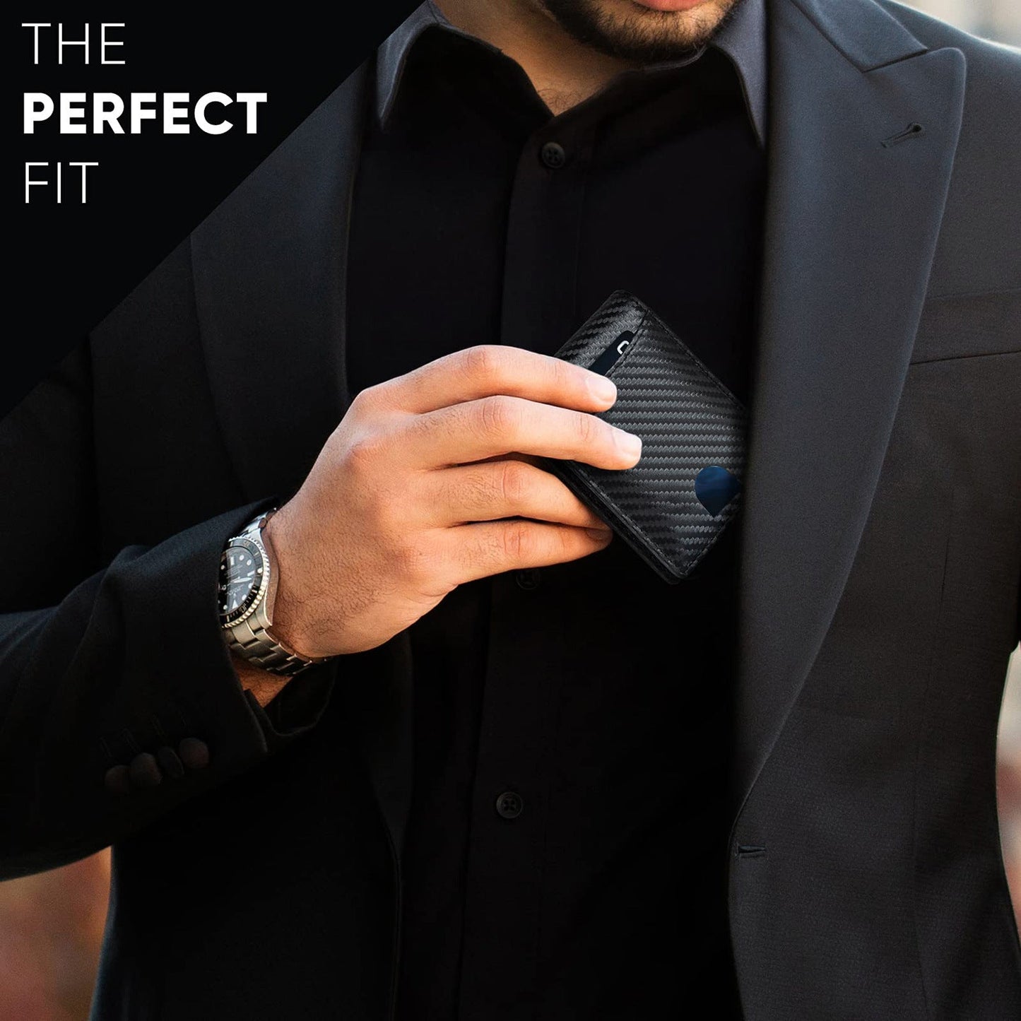 Portefeuille pour hommes en motif carbone premium