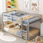 Twin over Twin Floor Bunk Bed,Grey - Korvel