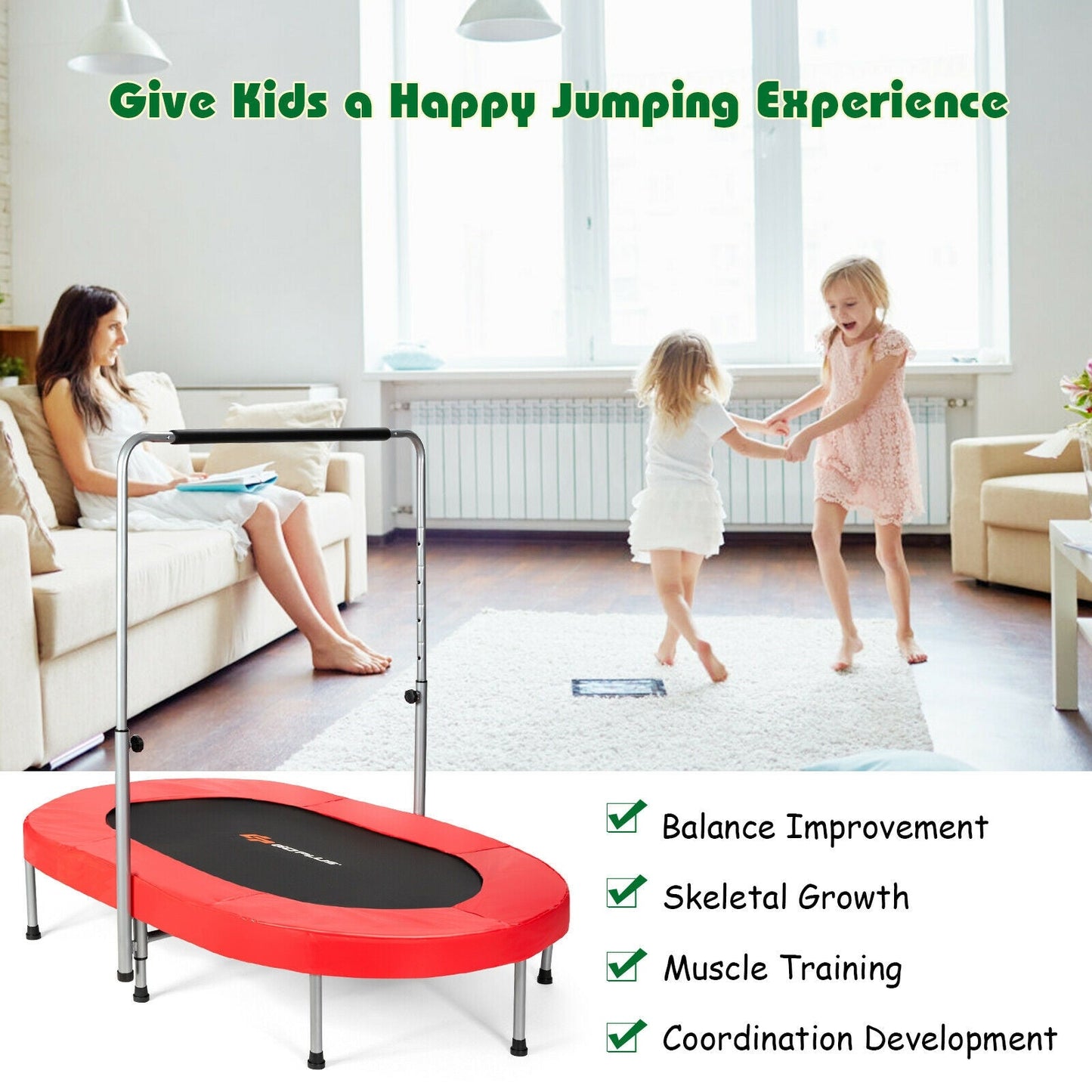 Trampolín Rebotador de Fitness Mini Plegable para 2 Personas - Rojo