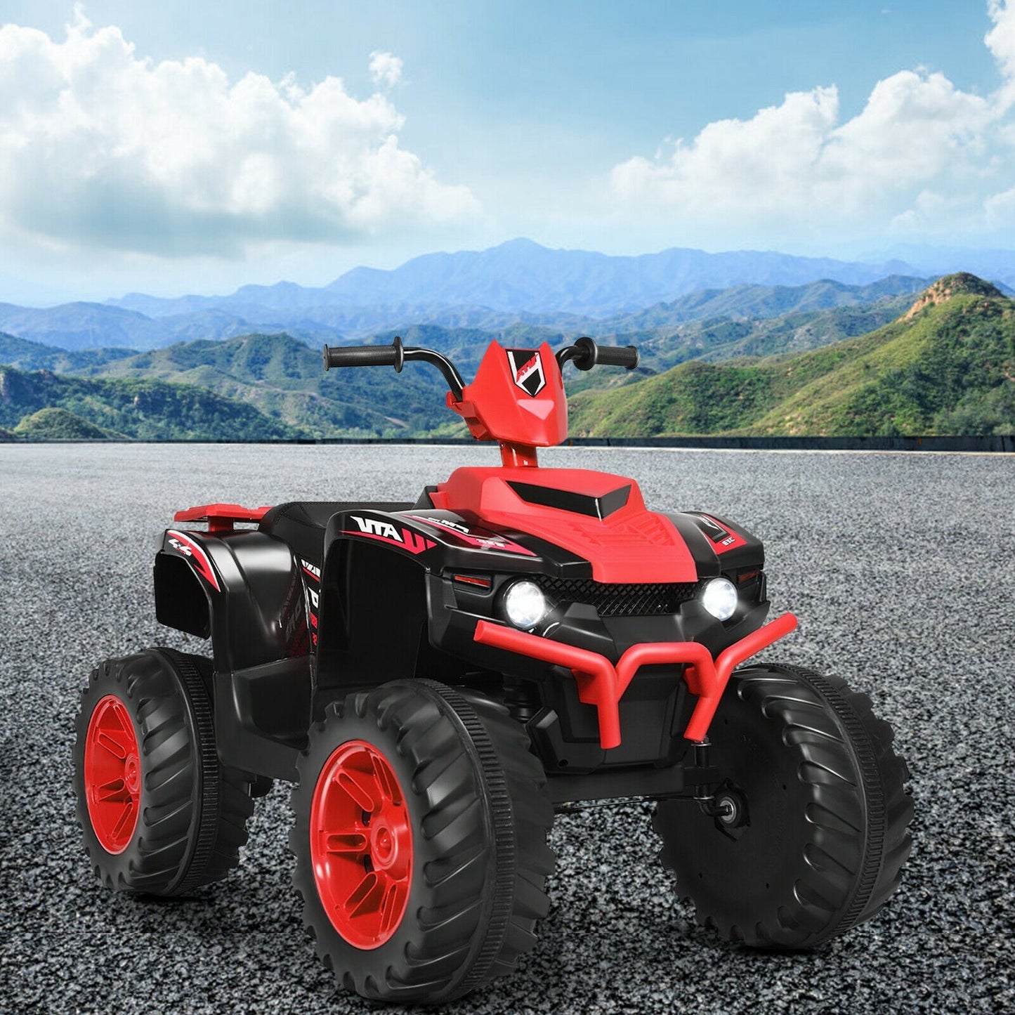 12V Kids Ride-On ATV with LED Lights - Red