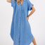 Robe Midi Boutonnée V-Neck à Lavage Minéral