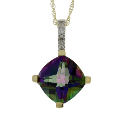 Treated Topaz and Diamond Pendant in 10KT Yellow Gold