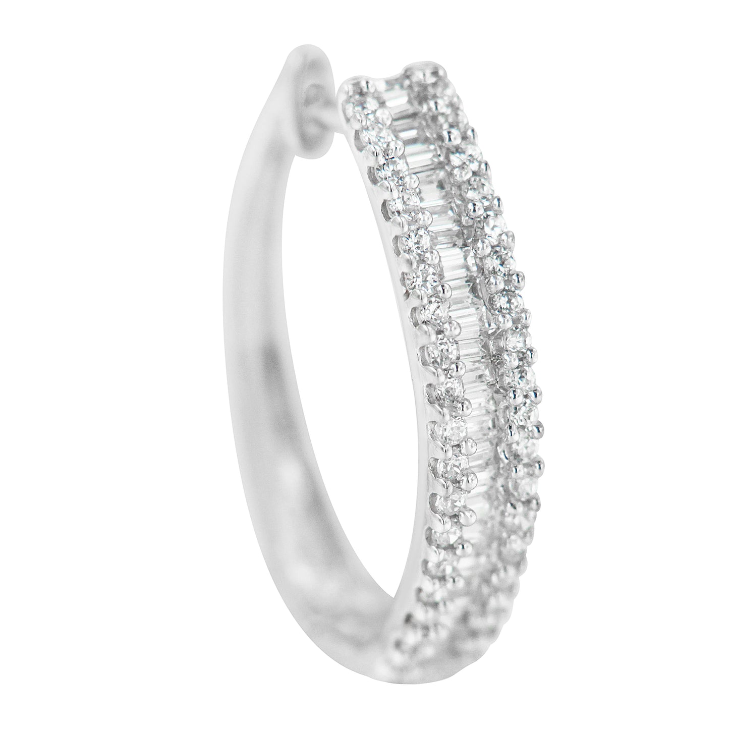 10K White Gold Diamond Hoop Earrings - 0.75 cttw